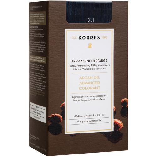 Korres Argan Oil Βαφή Μαλλιών Χωρίς Αμμωνία με Τεχνολογία Pigment-Lock που Κλειδώνει το Χρώμα 1 Τεμάχιο - 2.1 Μαύρο Μπλε